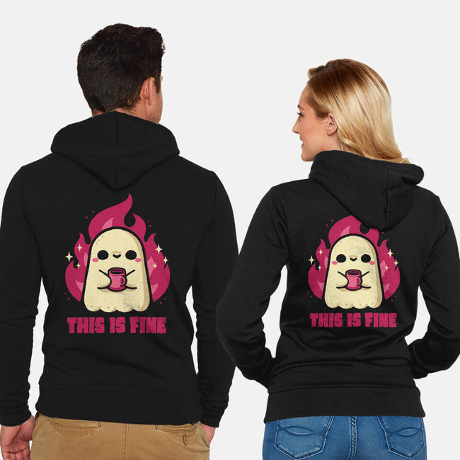 This Is Fine Ghost Coffee-Unisex-Zip-Up-Sweatshirt-xMorfina