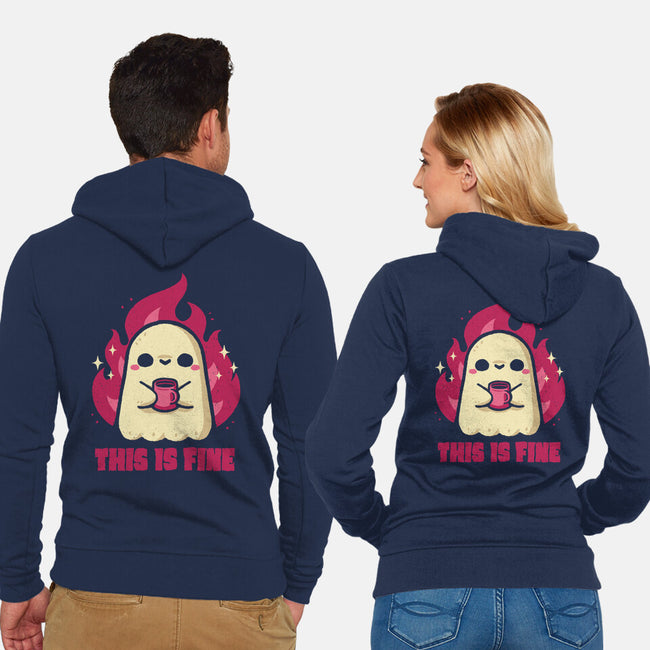 This Is Fine Ghost Coffee-Unisex-Zip-Up-Sweatshirt-xMorfina