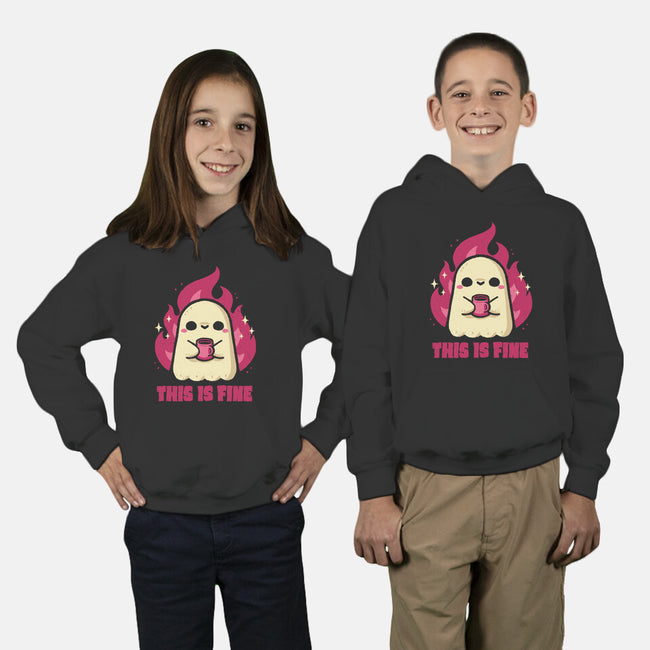This Is Fine Ghost Coffee-Youth-Pullover-Sweatshirt-xMorfina