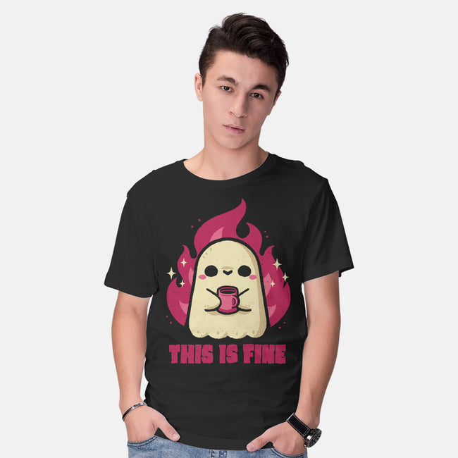 This Is Fine Ghost Coffee-Mens-Basic-Tee-xMorfina