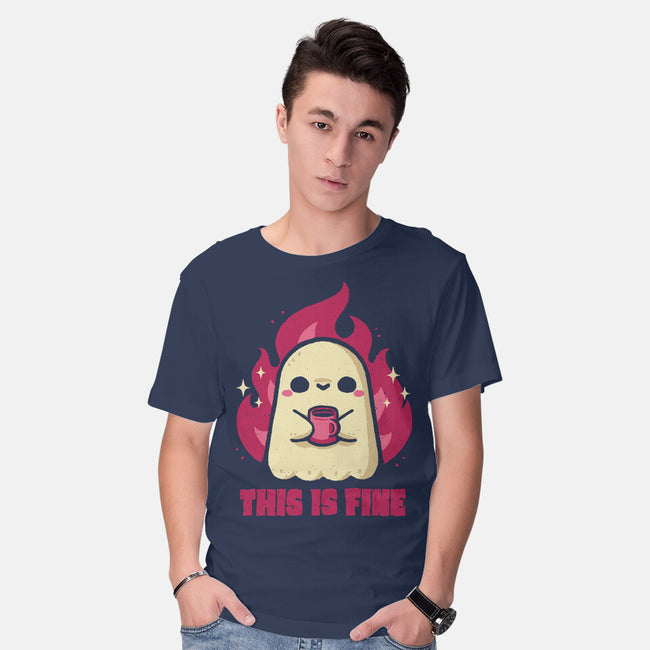 This Is Fine Ghost Coffee-Mens-Basic-Tee-xMorfina
