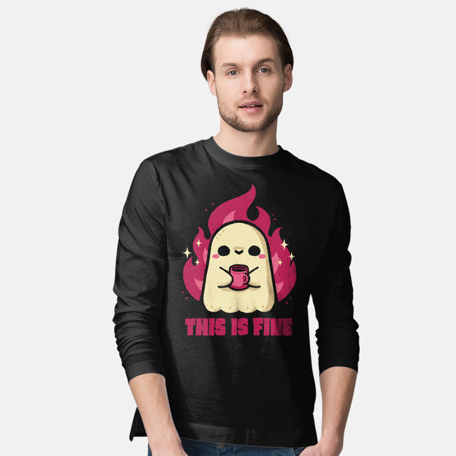 This Is Fine Ghost Coffee-Mens-Long Sleeved-Tee-xMorfina