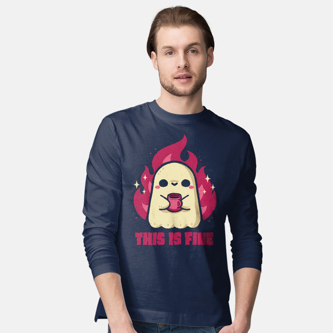 This Is Fine Ghost Coffee-Mens-Long Sleeved-Tee-xMorfina