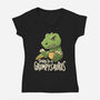 Grumpysaurus-Womens-V-Neck-Tee-koalastudio