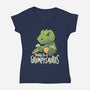 Grumpysaurus-Womens-V-Neck-Tee-koalastudio