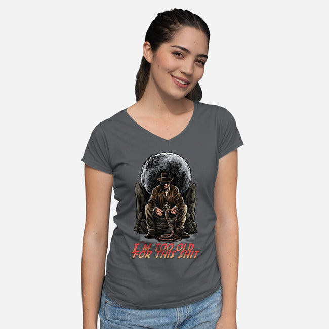 Indy Is Too Old-Womens-V-Neck-Tee-zascanauta
