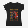 Christmas Hat-Womens-V-Neck-Tee-fanfabio