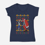 Christmas Hat-Womens-V-Neck-Tee-fanfabio