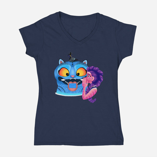 Are You A Good Demon Hunter-Womens-V-Neck-Tee-DrawnByBryan