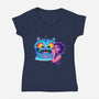 Are You A Good Demon Hunter-Womens-V-Neck-Tee-DrawnByBryan