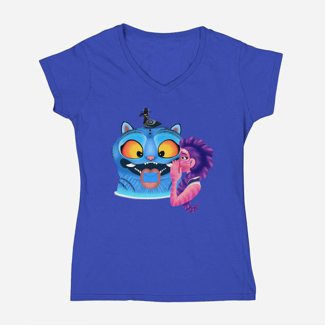 Are You A Good Demon Hunter-Womens-V-Neck-Tee-DrawnByBryan
