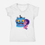 Are You A Good Demon Hunter-Womens-V-Neck-Tee-DrawnByBryan