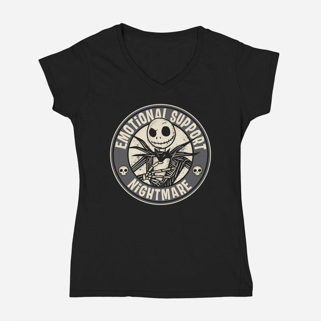 Emotional Support Nightmare-Womens-V-Neck-Tee-turborat14