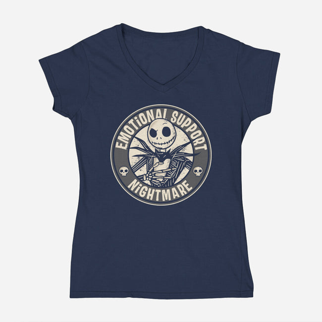 Emotional Support Nightmare-Womens-V-Neck-Tee-turborat14