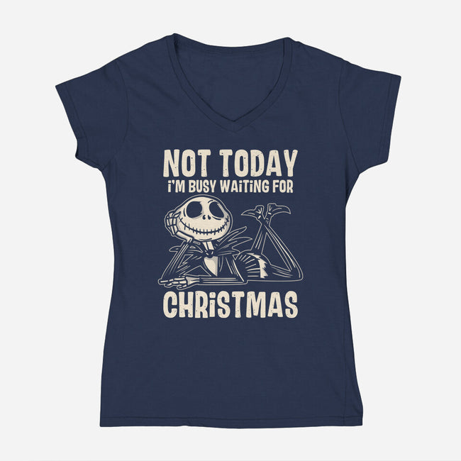 Busy Waiting For Christmas-Womens-V-Neck-Tee-turborat14