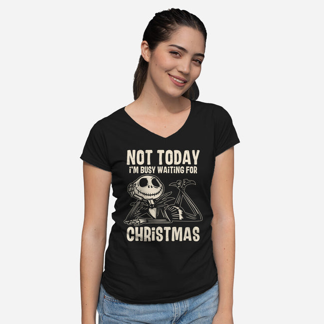 Busy Waiting For Christmas-Womens-V-Neck-Tee-turborat14