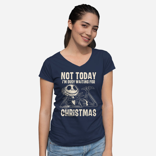 Busy Waiting For Christmas-Womens-V-Neck-Tee-turborat14
