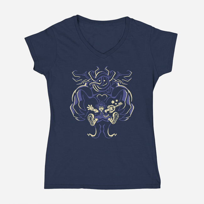 Heart-Shaped Boss-Womens-V-Neck-Tee-Henrique Torres
