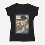 King Of Kaiju In Inume Pass-Womens-V-Neck-Tee-DrMonekers