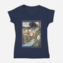 King Of Kaiju In Inume Pass-Womens-V-Neck-Tee-DrMonekers