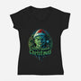 Haunted Christmas-Womens-V-Neck-Tee-daobiwan