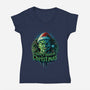 Haunted Christmas-Womens-V-Neck-Tee-daobiwan