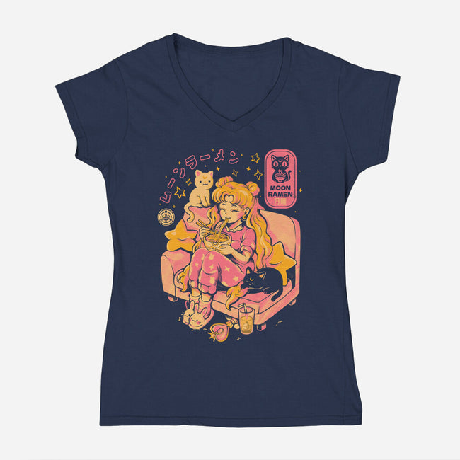 Moon Ramen-Womens-V-Neck-Tee-Arigatees