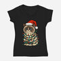 Jolly Christmas Cat-Womens-V-Neck-Tee-GoshWow