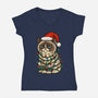 Jolly Christmas Cat-Womens-V-Neck-Tee-GoshWow