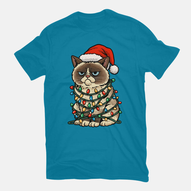 Jolly Christmas Cat-Womens-Fitted-Tee-GoshWow