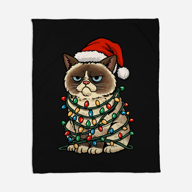 Jolly Christmas Cat-None-Fleece-Blanket-GoshWow