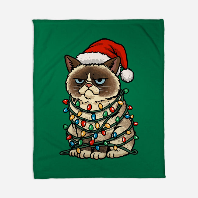 Jolly Christmas Cat-None-Fleece-Blanket-GoshWow