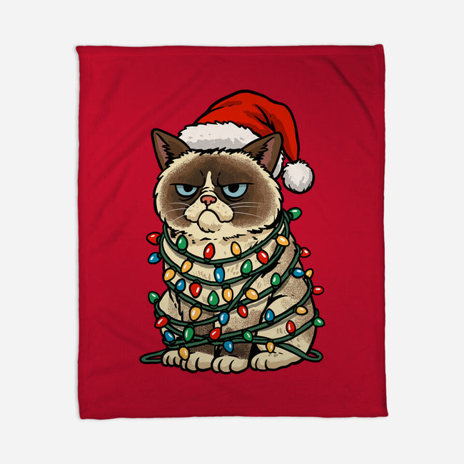 Jolly Christmas Cat-None-Fleece-Blanket-GoshWow