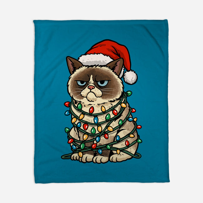 Jolly Christmas Cat-None-Fleece-Blanket-GoshWow