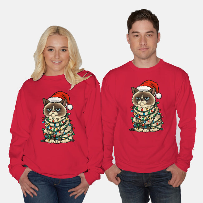 Jolly Christmas Cat-Unisex-Crew Neck-Sweatshirt-GoshWow