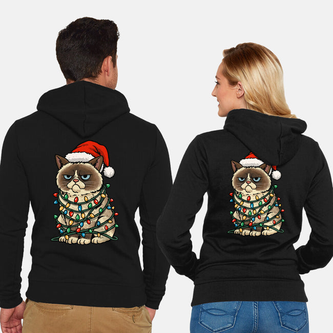 Jolly Christmas Cat-Unisex-Zip-Up-Sweatshirt-GoshWow