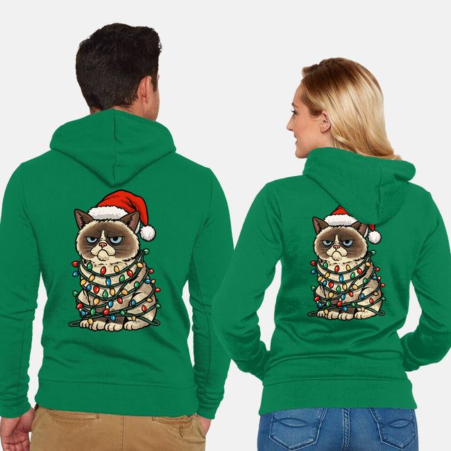 Jolly Christmas Cat-Unisex-Zip-Up-Sweatshirt-GoshWow