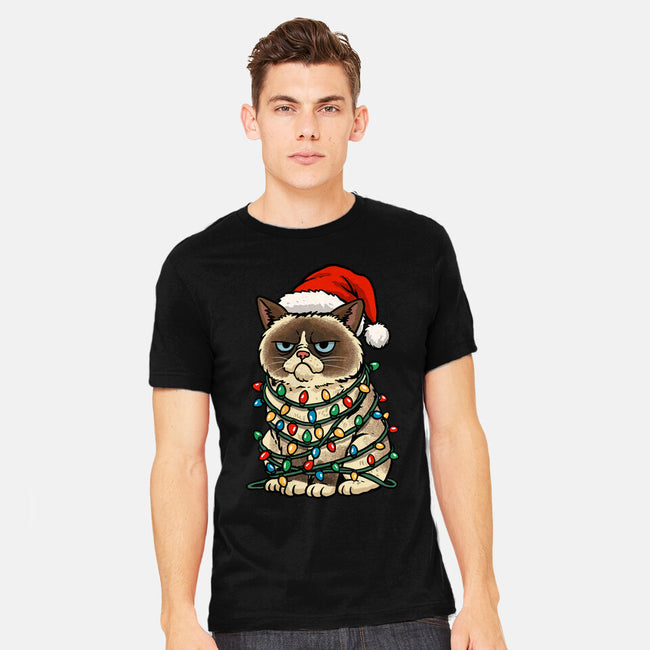 Jolly Christmas Cat-Mens-Heavyweight-Tee-GoshWow