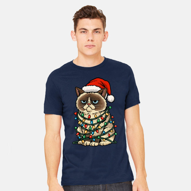 Jolly Christmas Cat-Mens-Heavyweight-Tee-GoshWow
