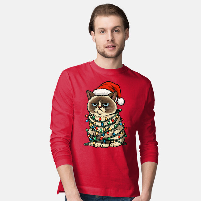 Jolly Christmas Cat-Mens-Long Sleeved-Tee-GoshWow