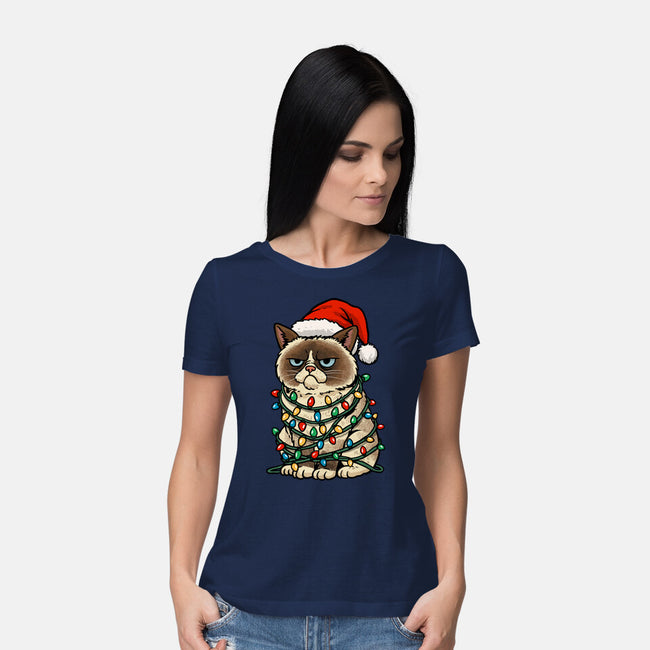 Jolly Christmas Cat-Womens-Basic-Tee-GoshWow
