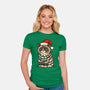 Jolly Christmas Cat-Womens-Fitted-Tee-GoshWow