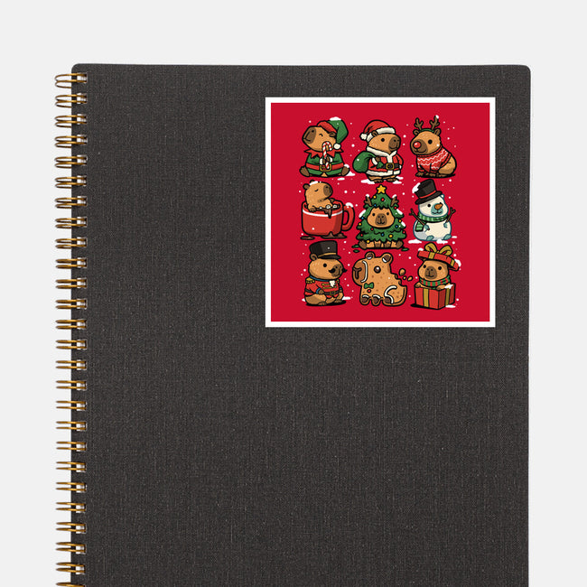 Christmas Capybaras-None-Glossy-Sticker-GoshWow