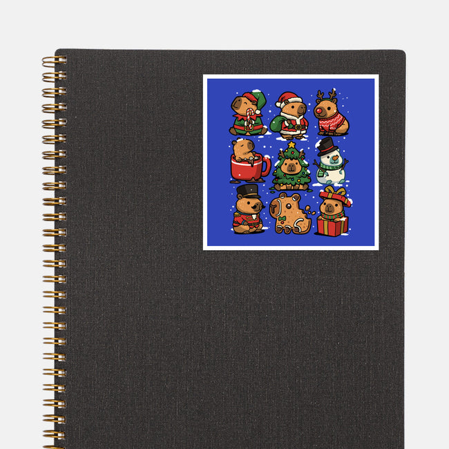 Christmas Capybaras-None-Glossy-Sticker-GoshWow