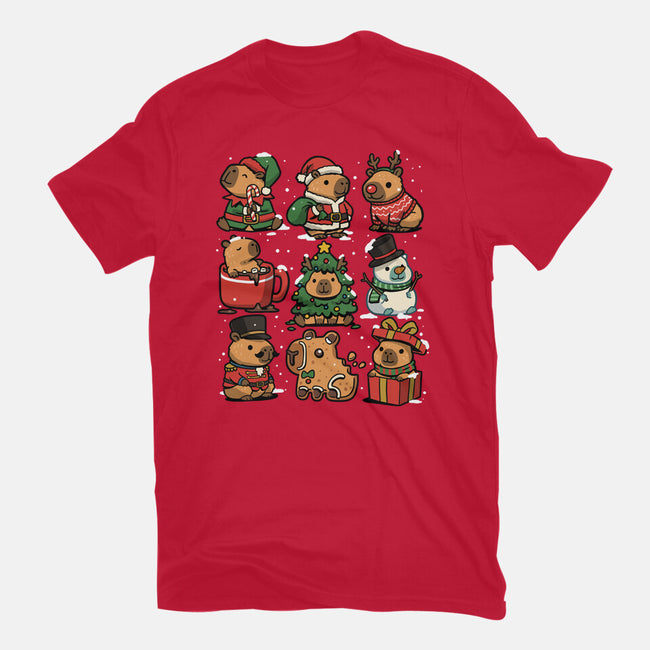 Christmas Capybaras-Womens-Basic-Tee-GoshWow