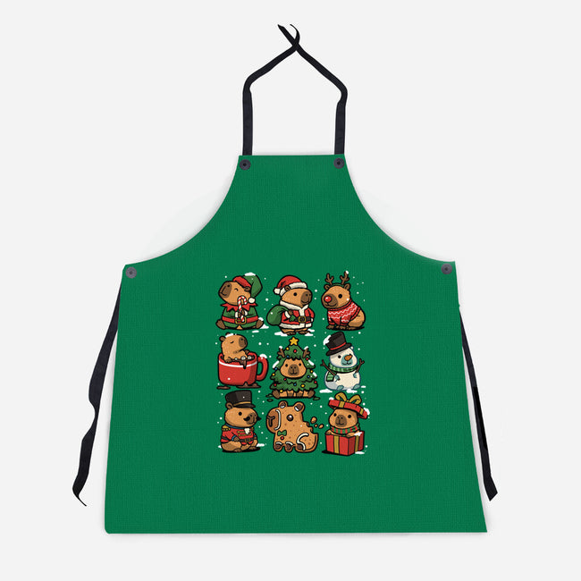 Christmas Capybaras-Unisex-Kitchen-Apron-GoshWow