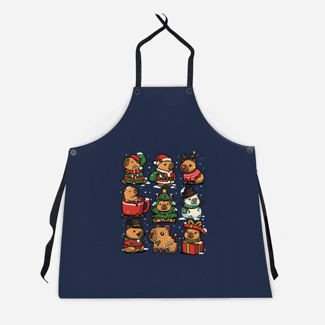Christmas Capybaras-Unisex-Kitchen-Apron-GoshWow