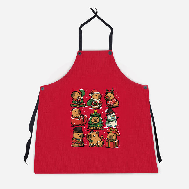 Christmas Capybaras-Unisex-Kitchen-Apron-GoshWow