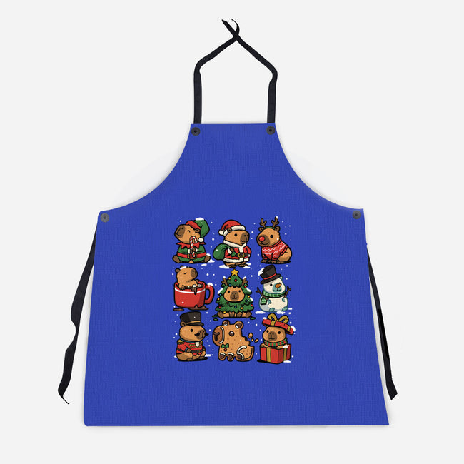 Christmas Capybaras-Unisex-Kitchen-Apron-GoshWow