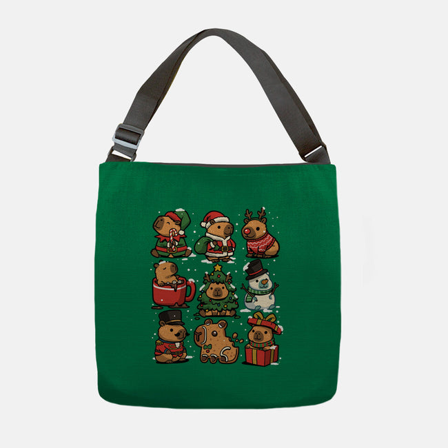 Christmas Capybaras-None-Adjustable Tote-Bag-GoshWow
